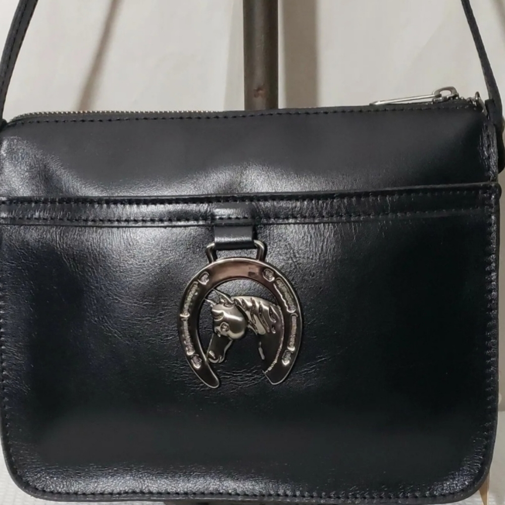 Patricia Nash Heritage Horseshoe Medallion Nazaire Leather Crossbody Black 🖤 🐴 - Picture 3 of 15